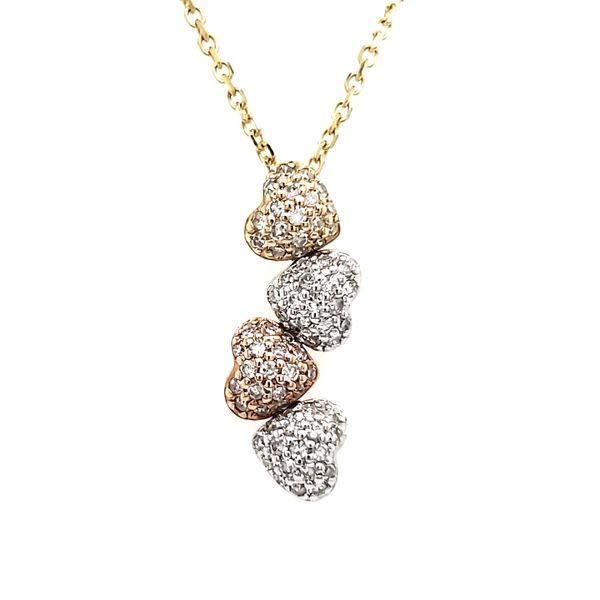 14K Tricolor Gold Cascading Pavé Diamond Heart Pendant Quality Gem LLC Bethel, CT