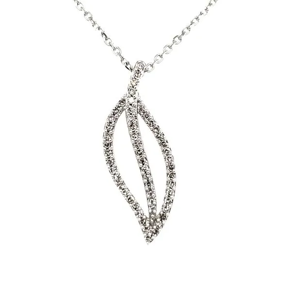 14K White Gold Open Diamond Leaf Pendant Quality Gem LLC Bethel, CT