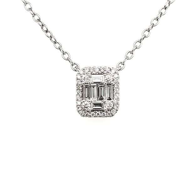 14K White Gold Baguette Cluster Diamond Necklace Quality Gem LLC Bethel, CT