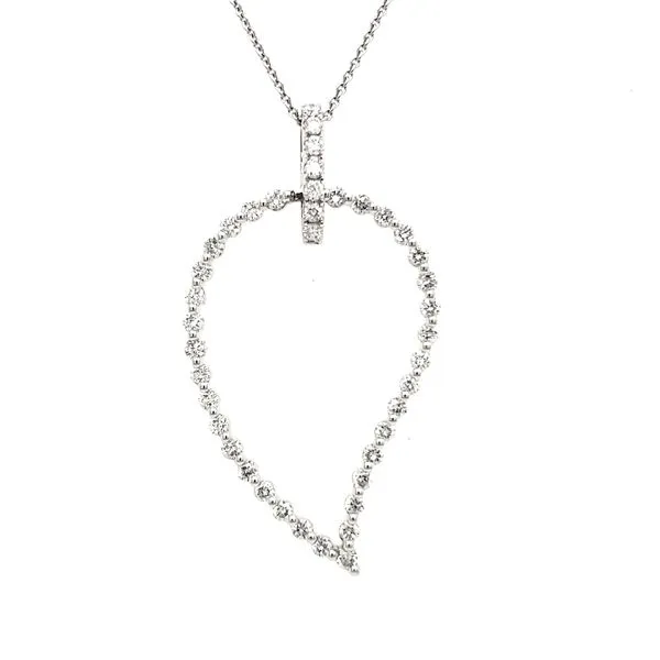 14K White Gold Open Leaf Diamond Pendant Quality Gem LLC Bethel, CT