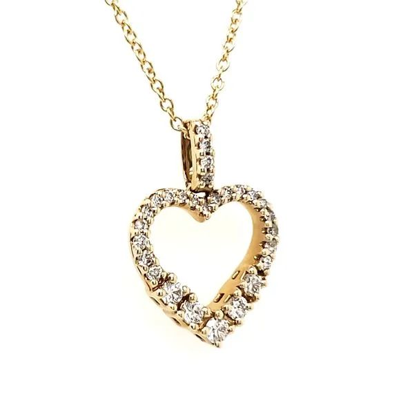 14K Yellow Gold Open Diamond Heart Pendant Image 2 Quality Gem LLC Bethel, CT