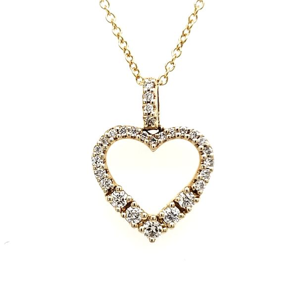 14K Yellow Gold Open Diamond Heart Pendant Quality Gem LLC Bethel, CT