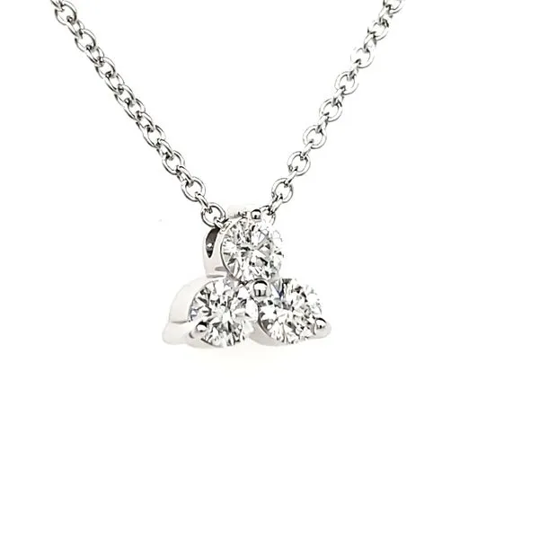 14K White Gold Three Stone Cluster Diamond Pendant Image 2 Quality Gem LLC Bethel, CT