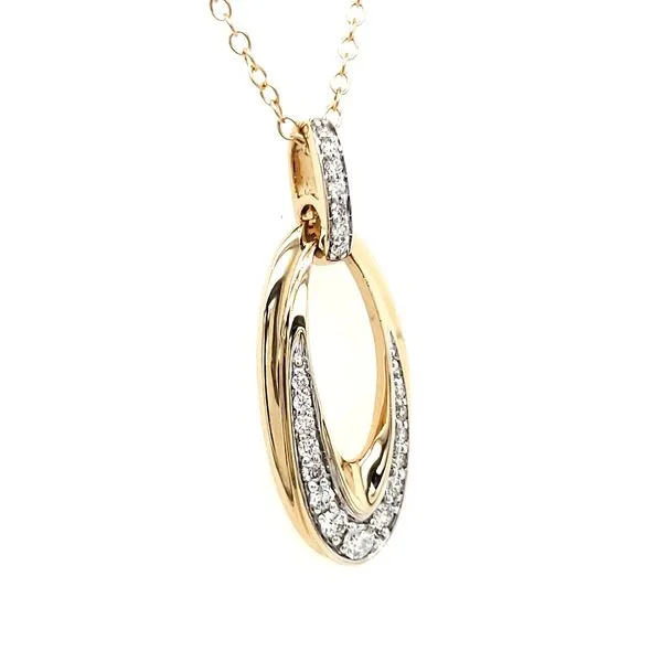 14K Yellow Gold Polished Open Oval Diamond Pendant Image 3 Quality Gem LLC Bethel, CT