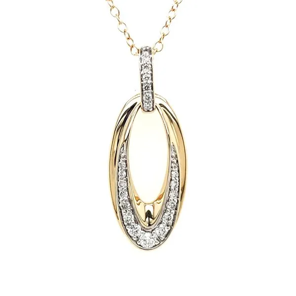 14K Yellow Gold Polished Open Oval Diamond Pendant Quality Gem LLC Bethel, CT