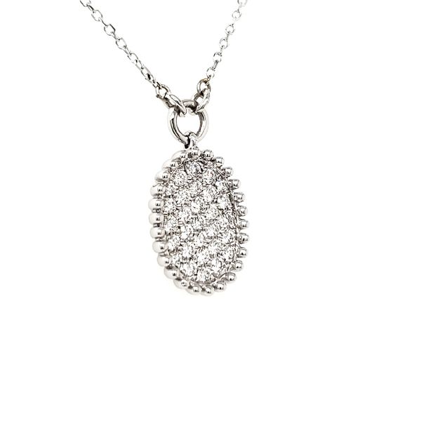 14K White Gold Oval Pavé Diamond Necklace Image 2 Quality Gem LLC Bethel, CT