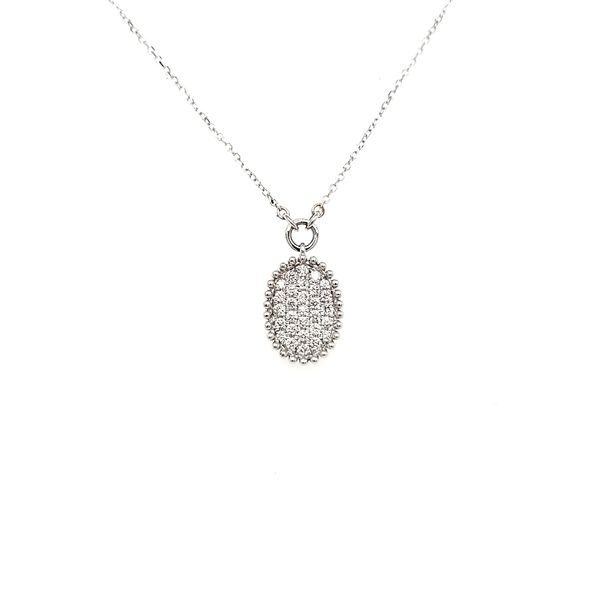 14K White Gold Oval Pavé Diamond Necklace Image 3 Quality Gem LLC Bethel, CT