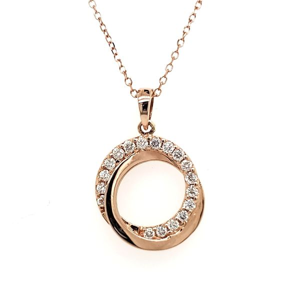 14K Rose Gold Double Circle Diamond Pendant Quality Gem LLC Bethel, CT