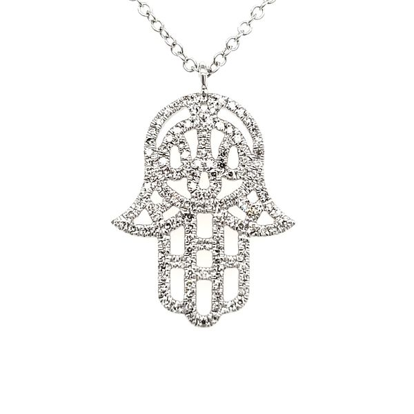 14K White Gold Hamsa Diamond Pendant Quality Gem LLC Bethel, CT