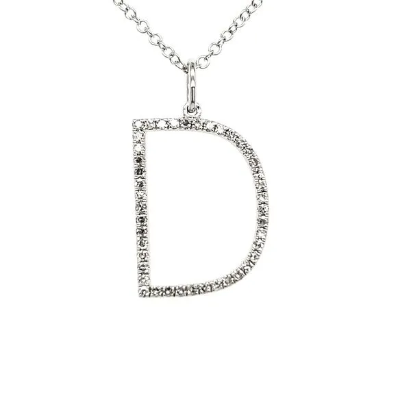 14K White Diamond Letter D Pendant Quality Gem LLC Bethel, CT