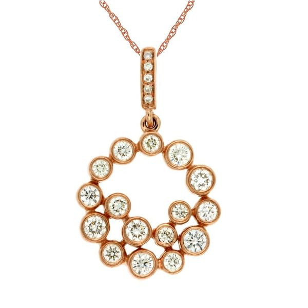 14K Rose Gold Diamond Bezel Circle Pendant Image 2 Quality Gem LLC Bethel, CT