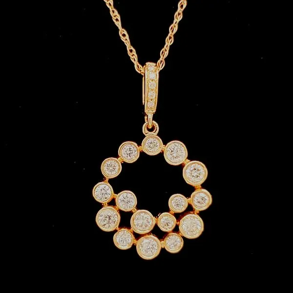 14K Rose Gold Diamond Bezel Circle Pendant Image 4 Quality Gem LLC Bethel, CT