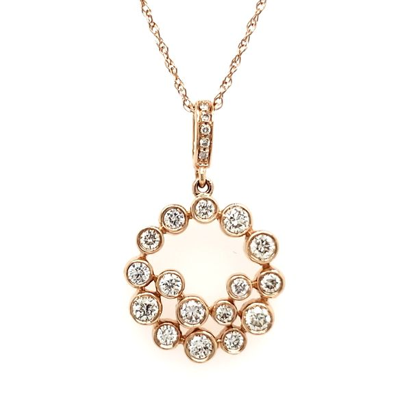 14K Rose Gold Diamond Bezel Circle Pendant Quality Gem LLC Bethel, CT