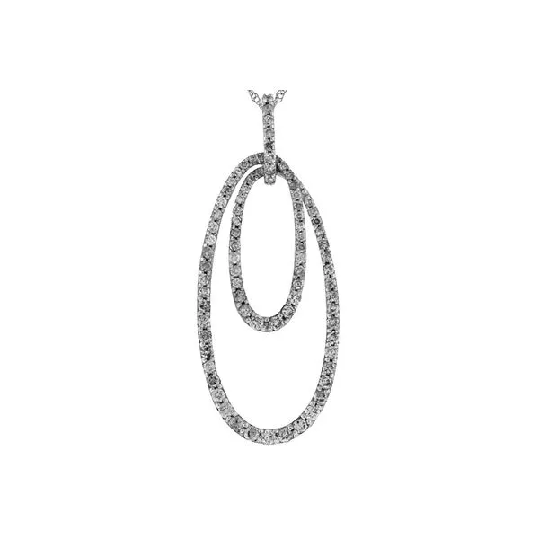 14k White Gold Double Oval Diamond Pendant Image 2 Quality Gem LLC Bethel, CT