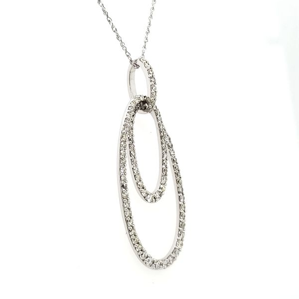 14k White Gold Double Oval Diamond Pendant Image 4 Quality Gem LLC Bethel, CT