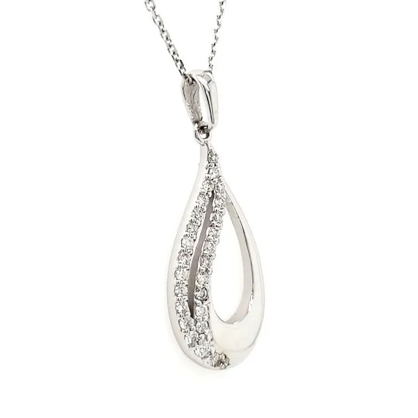 14K White Gold Double Swirl Diamond Pendant Image 2 Quality Gem LLC Bethel, CT