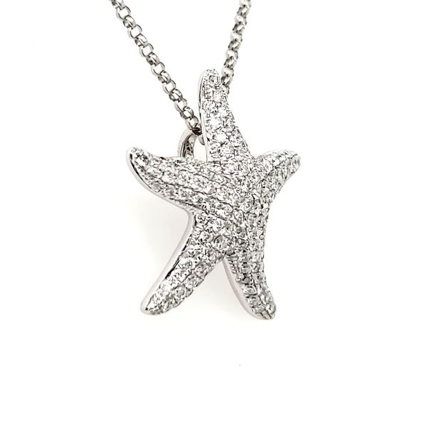 14K White Gold Pavé Diamond Encrusted Starfish Pendant Image 2 Quality Gem LLC Bethel, CT