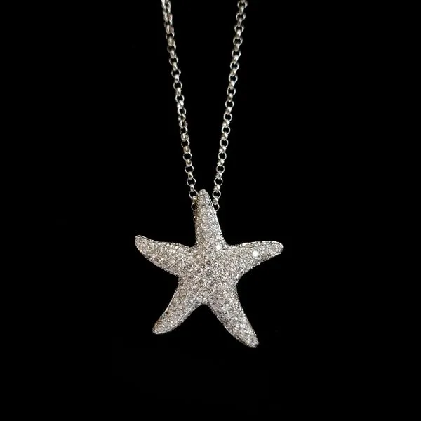 14K White Gold Pavé Diamond Encrusted Starfish Pendant Image 5 Quality Gem LLC Bethel, CT