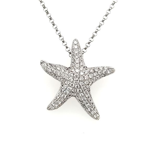 14K White Gold Pavé Diamond Encrusted Starfish Pendant Quality Gem LLC Bethel, CT