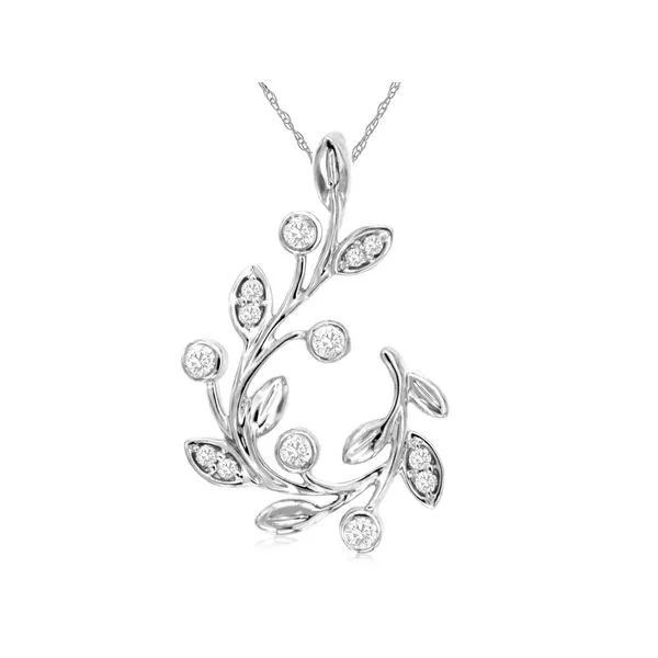 14K White Gold Vine Diamond Pendant Quality Gem LLC Bethel, CT