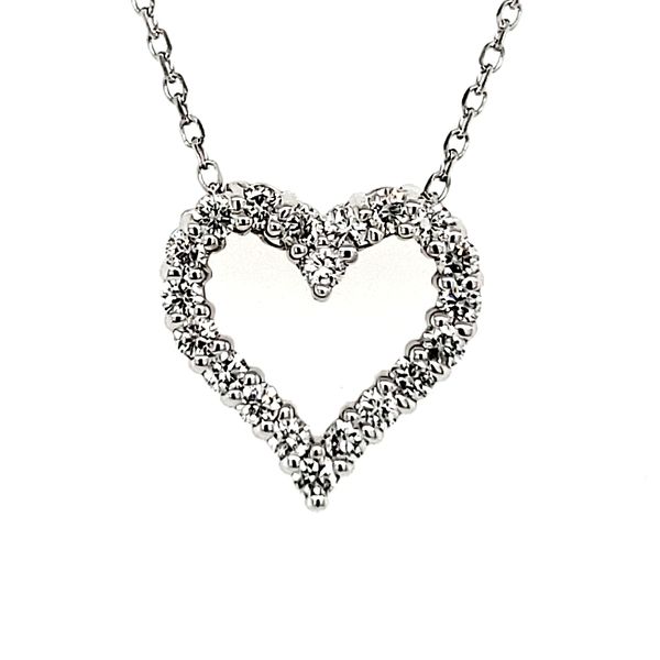 14K White Gold Diamond Heart Pendant Image 2 Quality Gem LLC Bethel, CT