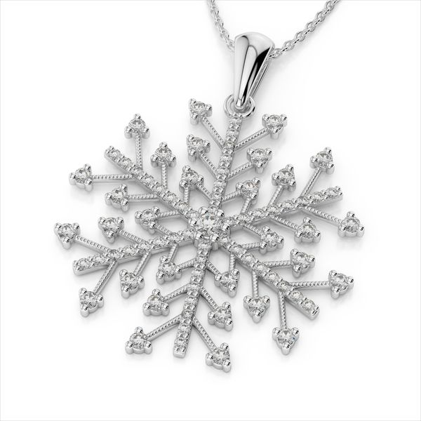 14K White Gold Diamond Snowflake Pendant Image 3 Quality Gem LLC Bethel, CT
