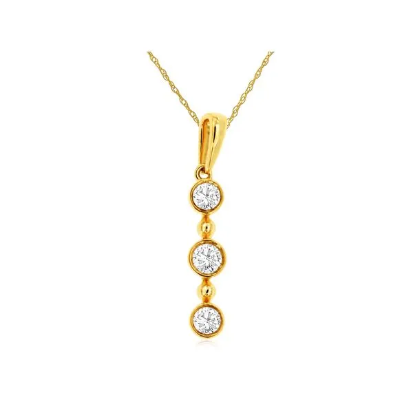 14K Yellow Gold Diamond 3 Stone Pendant Quality Gem LLC Bethel, CT