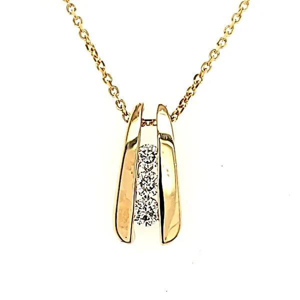 14K Yellow Gold Diamond Channel Set Pendant Quality Gem LLC Bethel, CT