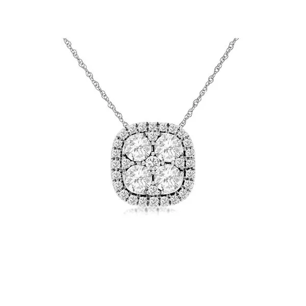 14K White Gold Cushion Halo Diamond Pendant Quality Gem LLC Bethel, CT