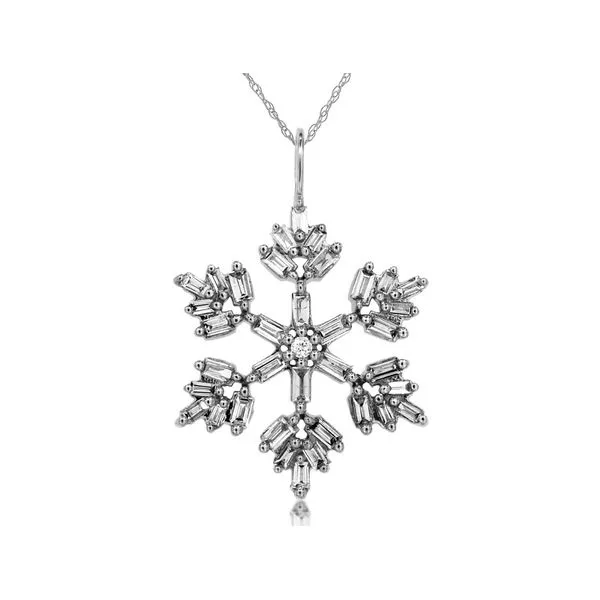 14K White Gold Baguette Diamond Snowflake Pendant Quality Gem LLC Bethel, CT