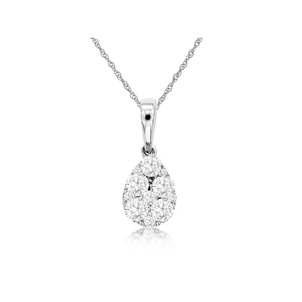 14K White Gold Pear Diamond Cluster Pendant Quality Gem LLC Bethel, CT