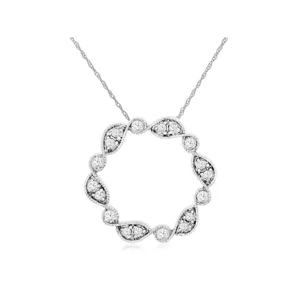 14K White Gold Diamond Twist Circle Pendant Quality Gem LLC Bethel, CT