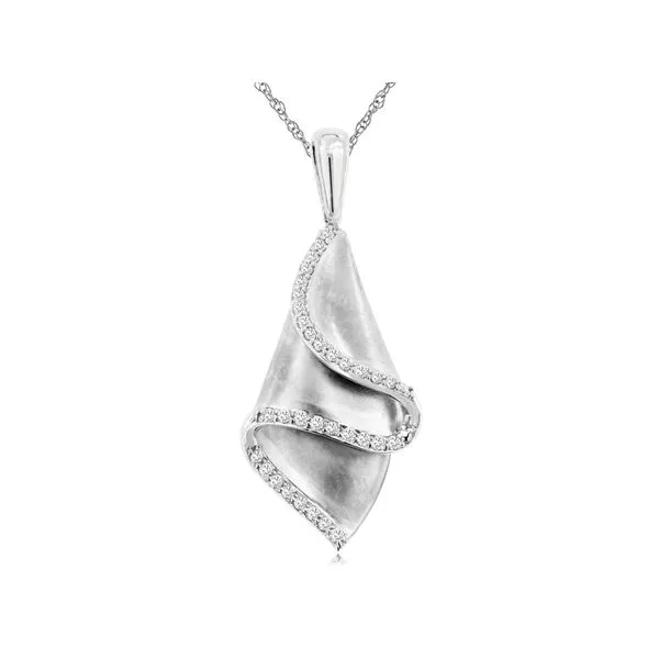 14K White Gold Diamond Handkerchief Pendant Quality Gem LLC Bethel, CT