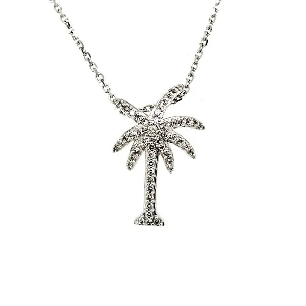 14K White Gold Diamond Palm Tree Pendant Quality Gem LLC Bethel, CT