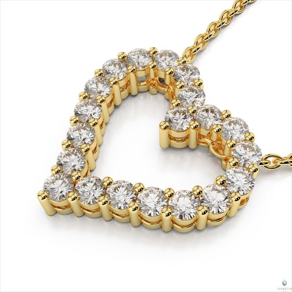 14K Yellow Gold Open Diamond Heart Pendant Image 3 Quality Gem LLC Bethel, CT