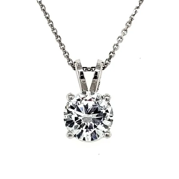 14K White Gold Solitaire 1.02 Carat Diamond Pendant Quality Gem LLC Bethel, CT