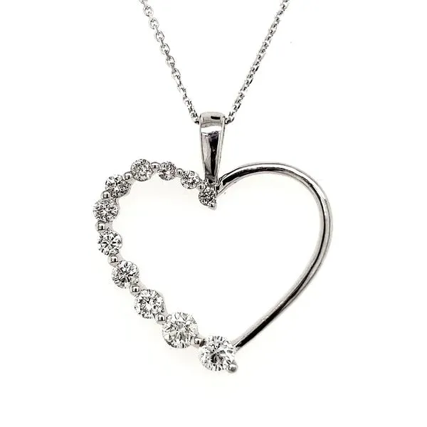 14K White Gold Diamond Journey Heart Pendant Quality Gem LLC Bethel, CT