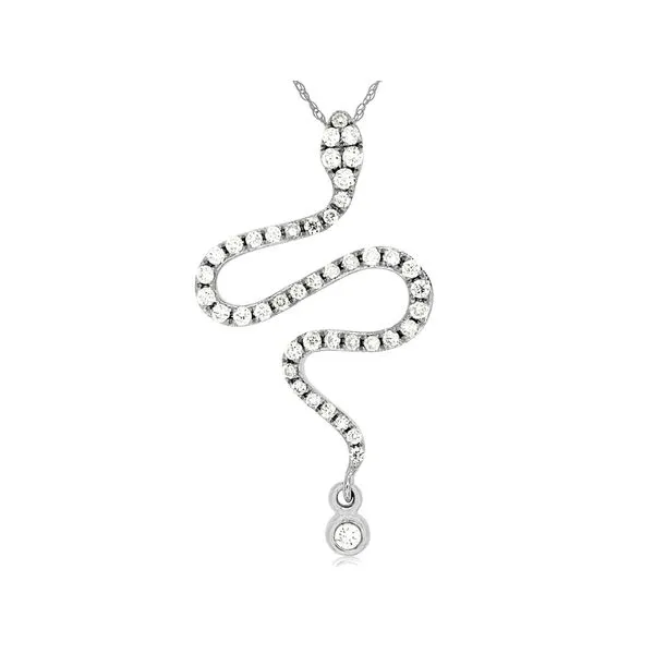 14K White Gold Diamond Snake Pendant Length 18 Inches Quality Gem LLC Bethel, CT
