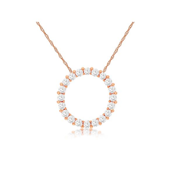 14K Rose Gold Small Diamond Circle Necklace Length 18 Inches Quality Gem LLC Bethel, CT