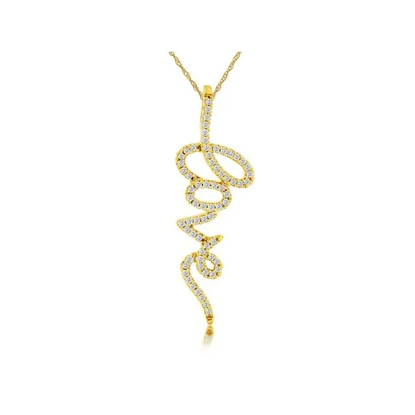 14K Yellow Gold Diamond Love Necklace Length 18 Inches Quality Gem LLC Bethel, CT