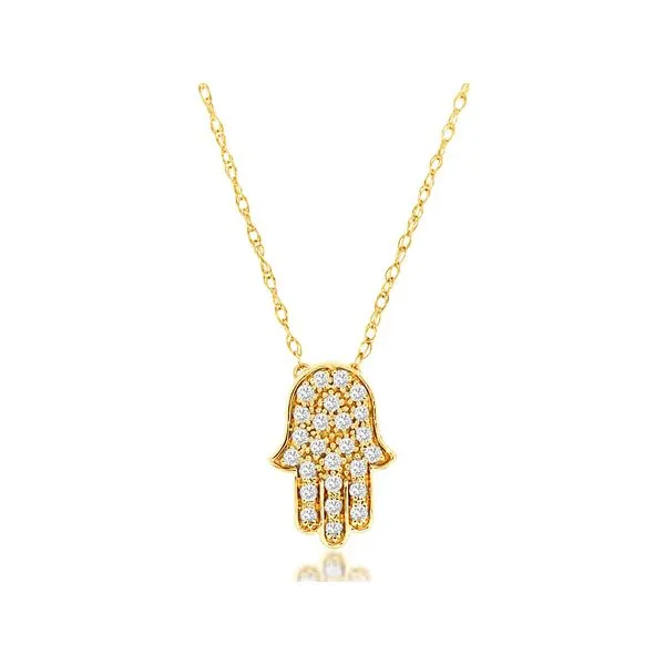 14K Yellow Gold Diamond Hamsa Necklace Length 18 Inches Quality Gem LLC Bethel, CT