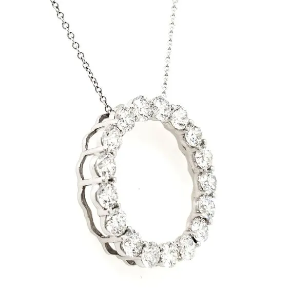 14K White Gold Diamond Circle Pendant Length 18 Inches Image 3 Quality Gem LLC Bethel, CT