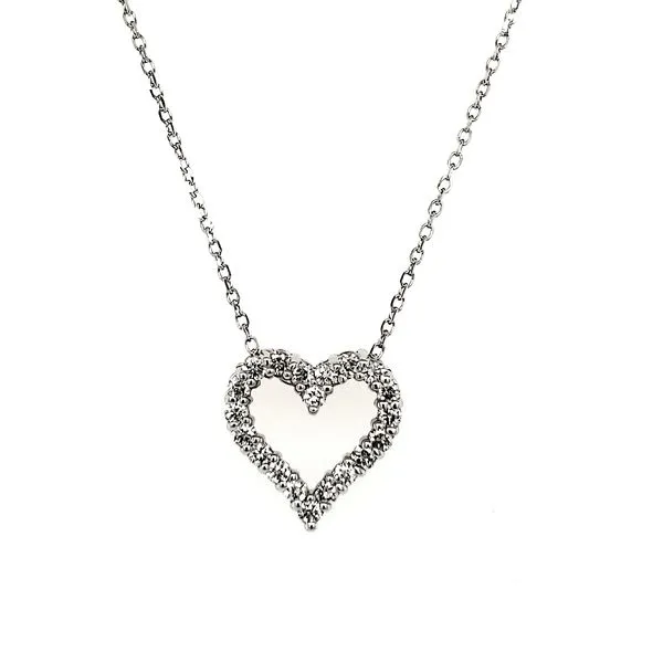 14K White Gold Diamond Heart Pendant length 18 Inches Quality Gem LLC Bethel, CT