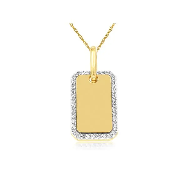 14K Yellow Gold Diamond Tag Pendant Length 18 Inches Quality Gem LLC Bethel, CT