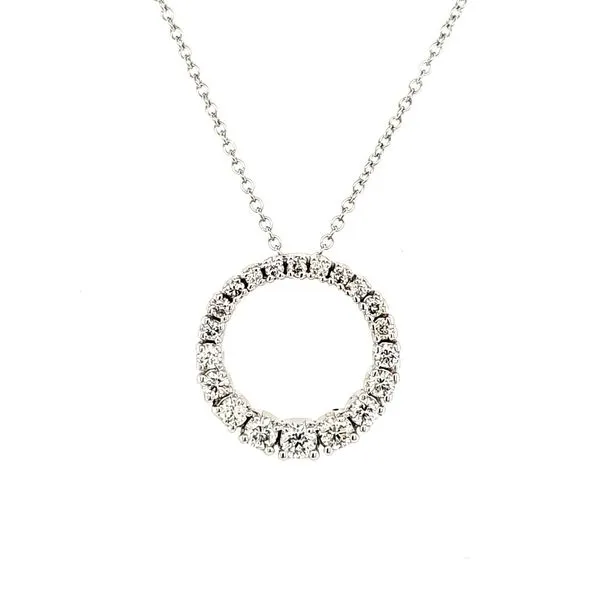 14K White Gold Graduated Diamond Circle Pendant Length 18 Inches Quality Gem LLC Bethel, CT