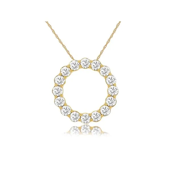 14K Yellow Gold Diamond Circle Pendant Length 18 Inches Quality Gem LLC Bethel, CT