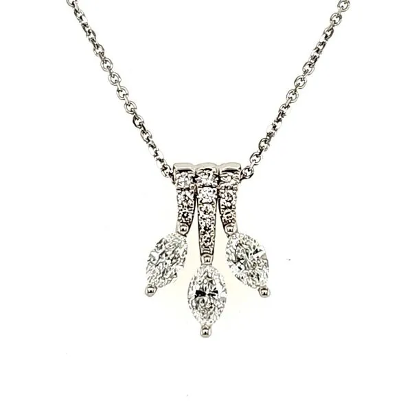 14K White Gold Marquise Diamond Spray Pendant Length 18 Inches Quality Gem LLC Bethel, CT