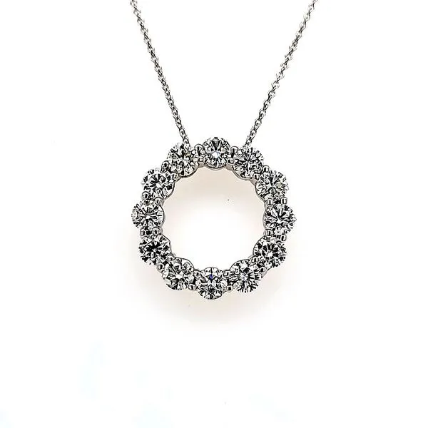 14K White Gold Circle of Life Diamond PendantLength 18 Inches Quality Gem LLC Bethel, CT