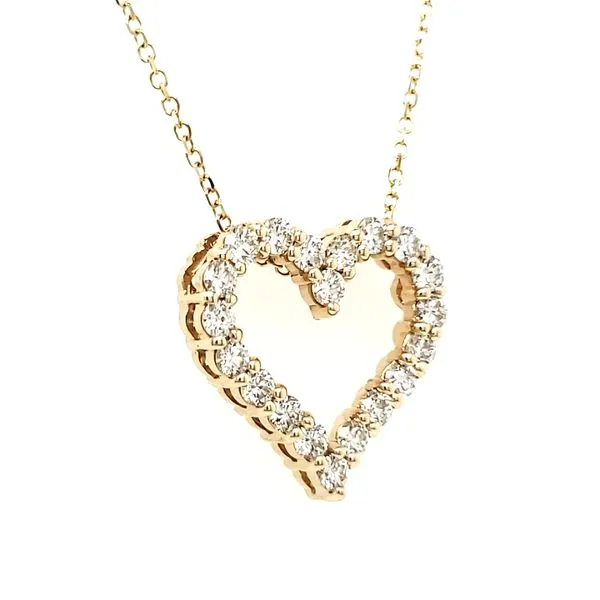 14K Yellow Gold Open Diamond Heart Pendant Length 18 Inches Image 2 Quality Gem LLC Bethel, CT