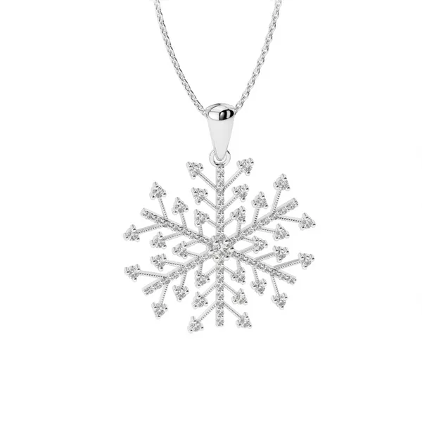 14K White Gold Diamond Snowflake Pendant Length 18 Inches Quality Gem LLC Bethel, CT